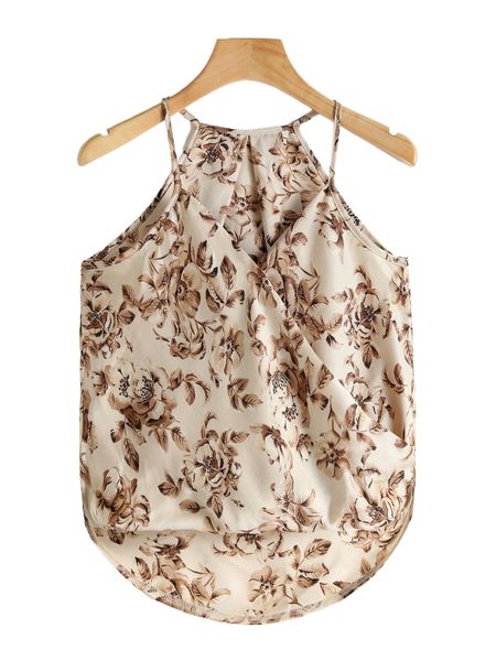 floral print wrap front cami a4te#, White