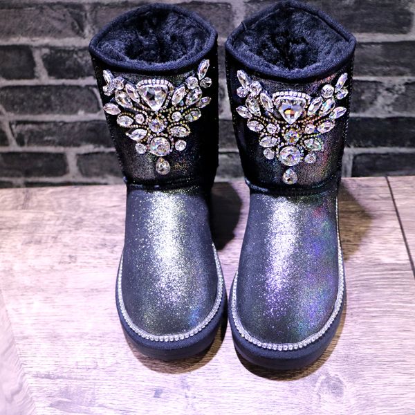 diy women's boots flat handmade custom rivets short tube diamond plain snow boots big size35-44, Black
diy women's boots flat handmade custom rivets short tube diamond plain snow boots big size35-44, Black