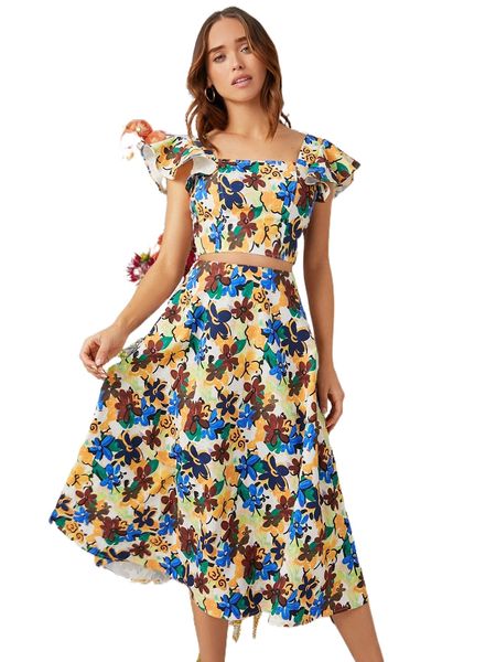 high waist allover floral print skirt x3r7#, Black
high waist allover floral print skirt x3r7#, Black