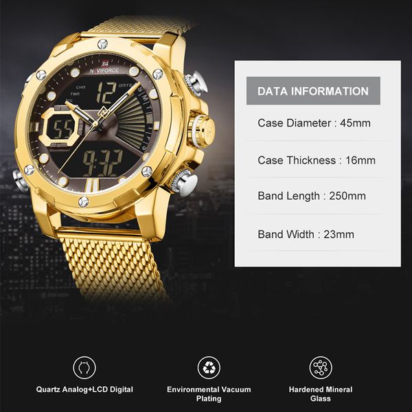 naviforce mens sport watches luxury gold quartz steel strap waterproof digital wrist watch clock masculino 220531, Slivery;brown
naviforce mens sport watches luxury gold quartz steel strap waterproof digital wrist watch clock masculino 220531, Slivery;brown
