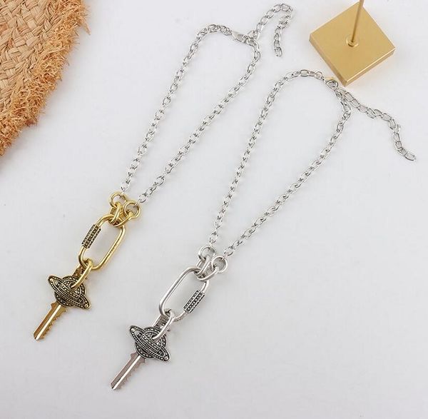 2022 european and american color matching big key pendant necklaces retro niche collarbone chain fast delivery, Silver
2022 european and american color matching big key pendant necklaces retro niche collarbone chain fast delivery, Silver