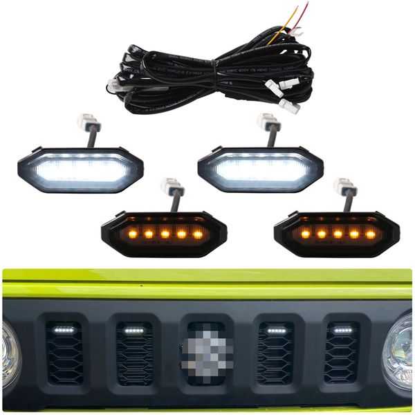 4pcs/set front grille led lamps white/amber decorative lights compatible with suzuki jimny jb64 jb74 2019 2020
4pcs/set front grille led lamps white/amber decorative lights compatible with suzuki jimny jb64 jb74 2019 2020