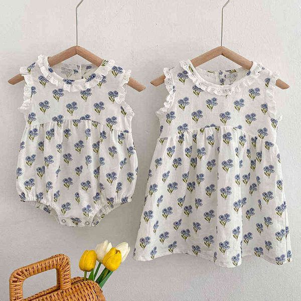 summer toddler baby girl romper infant girls jumpsuit sleeveless cotton print newborn dress sister clothes l220715, Blue
summer toddler baby girl romper infant girls jumpsuit sleeveless cotton print newborn dress sister clothes l220715, Blue