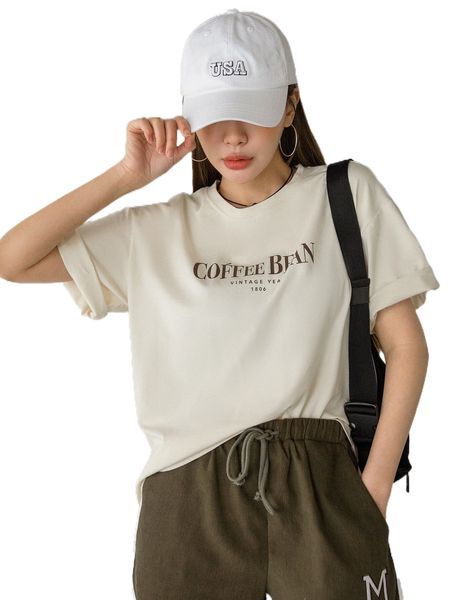 dazy letter graphic drop shoulder oversized tee n45z#, White