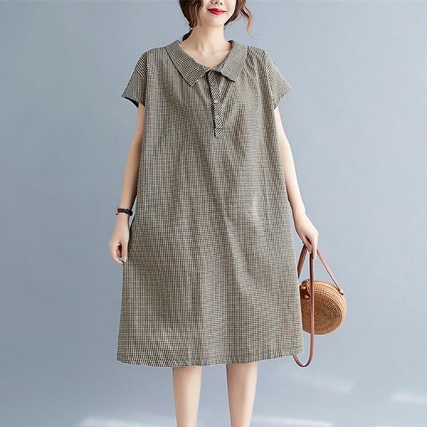 korea fashion preppy style plaid blouse dress arrival short sleeve loose summer cotton linen women casual, Black;gray
korea fashion preppy style plaid blouse dress arrival short sleeve loose summer cotton linen women casual, Black;gray
