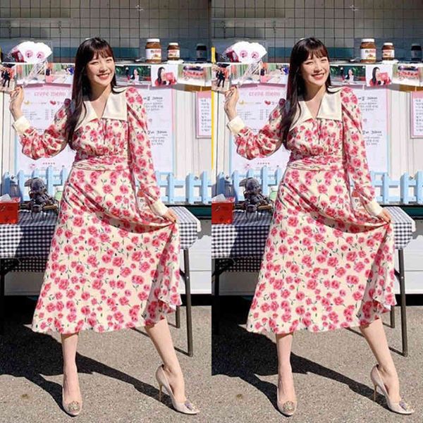 casual dresses park xiurong pink rose print lapel dress women's early spring floral long sleeved medium and skirt, Black;gray
casual dresses park xiurong pink rose print lapel dress women's early spring floral long sleeved medium and skirt, Black;gray