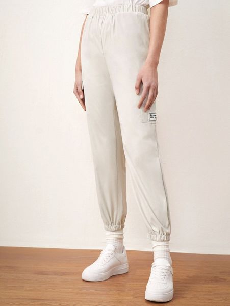 elastic waist patch detail cargo pants z70s#, Black;white
elastic waist patch detail cargo pants z70s#, Black;white
