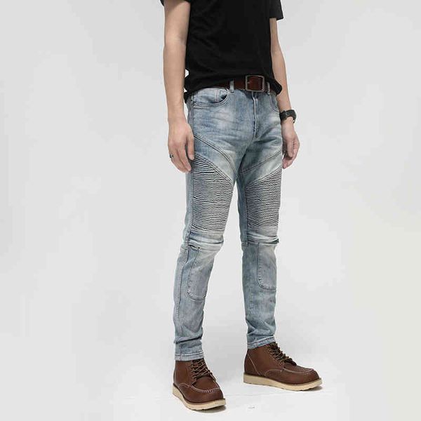 jeans fashion brand motorcycle pants wrinkled slim fit small foot elastic jeans men's spring, Blue
jeans fashion brand motorcycle pants wrinkled slim fit small foot elastic jeans men's spring, Blue