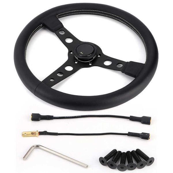 350mm/14in racing car steering wheel for momo prototipo style 6-bolt black leather gray stitching with horn button accessories
350mm/14in racing car steering wheel for momo prototipo style 6-bolt black leather gray stitching with horn button accessories