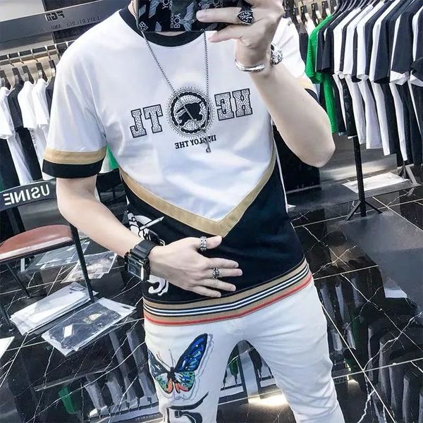 2022 summer casual mens designer t shirts short-sleeved rhinestone slim crew neck tee mercerized cotton plus size, White;black
2022 summer casual mens designer t shirts short-sleeved rhinestone slim crew neck tee mercerized cotton plus size, White;black