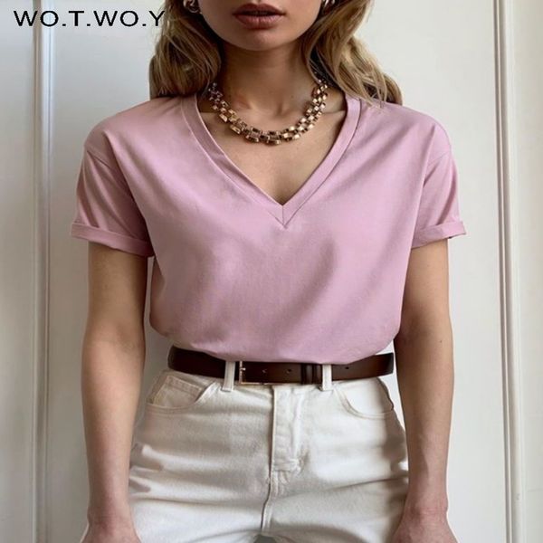 wotwoy summer knitted vneck tshirt women cotton basic solid tee shirt female short sleeve kintwear harajuku tshirt ladies 220520, White
wotwoy summer knitted vneck tshirt women cotton basic solid tee shirt female short sleeve kintwear harajuku tshirt ladies 220520, White