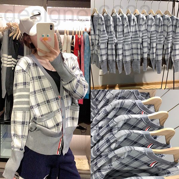 women's knits & tees designer early spring net red tb style knitted cardigan coat women's sweater plaid casual fhzc, White
women's knits & tees designer early spring net red tb style knitted cardigan coat women's sweater plaid casual fhzc, White