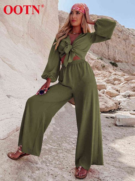 ootn casual 2 piece sets v-neck lantern sleeve lace up crop thin soft women outfit elastic waist wide leg pant suits t220729, Gray
ootn casual 2 piece sets v-neck lantern sleeve lace up crop thin soft women outfit elastic waist wide leg pant suits t220729, Gray