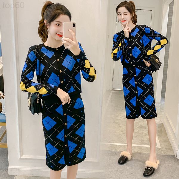 women's tracksuits designer 2020 new color contrast diamond lattice knitted suit autumn winter long sleeve round neck slim wrap hip ski, Gray
women's tracksuits designer 2020 new color contrast diamond lattice knitted suit autumn winter long sleeve round neck slim wrap hip ski, Gray