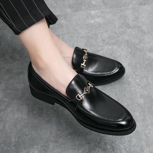 loafers men shoes pu solid color fashion simple round toe classic british metal horsebit one pedal lazy casual dress shoes dp390, Black
loafers men shoes pu solid color fashion simple round toe classic british metal horsebit one pedal lazy casual dress shoes dp390, Black
