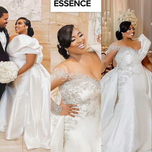 2022 vintage arabic overskirts mermaid wedding dresses bridal gowns luxrious plus size jewel neck illusion crystal beaded lace long sleeves, White
2022 vintage arabic overskirts mermaid wedding dresses bridal gowns luxrious plus size jewel neck illusion crystal beaded lace long sleeves, White