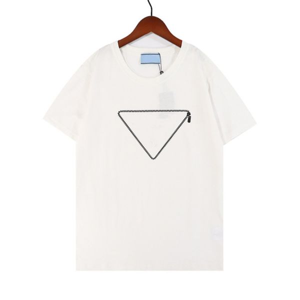 designers luxury mens t shirts summer classic short sleeve men women tees brand p triangle t-shirt senior pure cotton size s-2xl tshirt m21v, White;black 
designers luxury mens t shirts summer classic short sleeve men women tees brand p triangle t-shirt senior pure cotton size s-2xl tshirt m21v, White;black