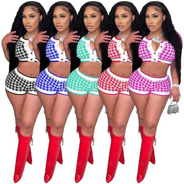 wholesale women tracksuits summer outfits short sleeve plaid shirt crop +shorts two piece sets fitness clothes casual tracksuits jogging sui, Gray
wholesale women tracksuits summer outfits short sleeve plaid shirt crop +shorts two piece sets fitness clothes casual tracksuits jogging sui, Gray