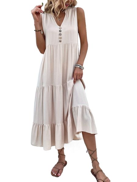 button detail ruffle hem smock dress e0ah#, Black;gray
button detail ruffle hem smock dress e0ah#, Black;gray