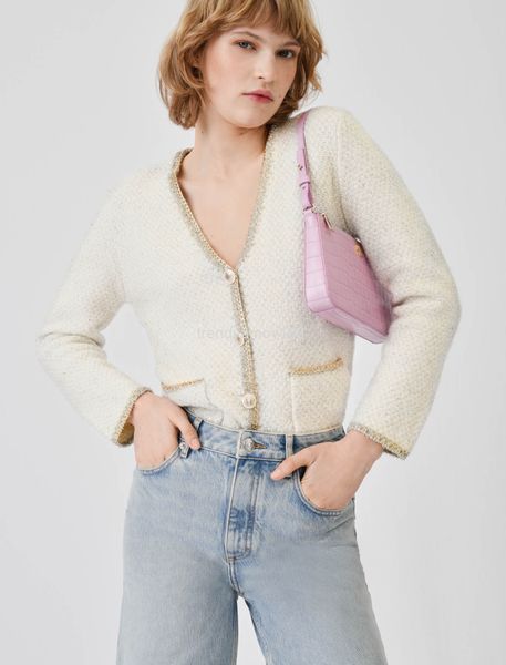women's knits & tees french mj21 spring and summer women's wear v-neck small fragrance coarse tweed short knitted cardigan coat or, White
women's knits & tees french mj21 spring and summer women's wear v-neck small fragrance coarse tweed short knitted cardigan coat or, White