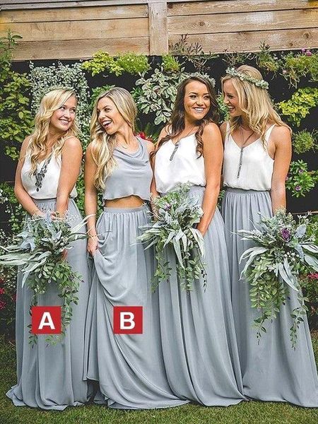 two pieces chiffon a-line bridesmaid dresses v-neck soft maid of honor gowns prom dresses plus size boho wedding guest evening gowns bc11204, White;pink
two pieces chiffon a-line bridesmaid dresses v-neck soft maid of honor gowns prom dresses plus size boho wedding guest evening gowns bc11204, White;pink
