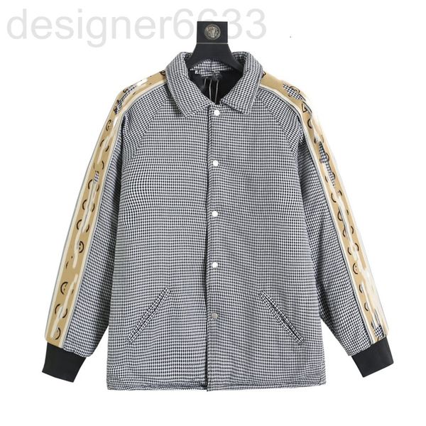 men's down & parkas designer high setting side reflective yellow webbing double g string label thousand bird lattice lapel cotton cloth, Black
men's down & parkas designer high setting side reflective yellow webbing double g string label thousand bird lattice lapel cotton cloth, Black