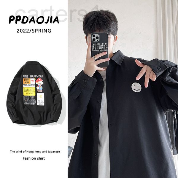 men's casual shirts designer spring long sleeved shirt men's fashion brand cartoon printing loose large handsome casual coat men h, White;black
men's casual shirts designer spring long sleeved shirt men's fashion brand cartoon printing loose large handsome casual coat men h, White;black