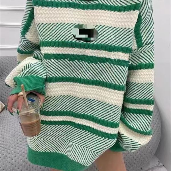 women's sweaters designer xiaoxiang striped autumn and winter korean version loose contrast lazy wind pullover fashion cpxm, White;black