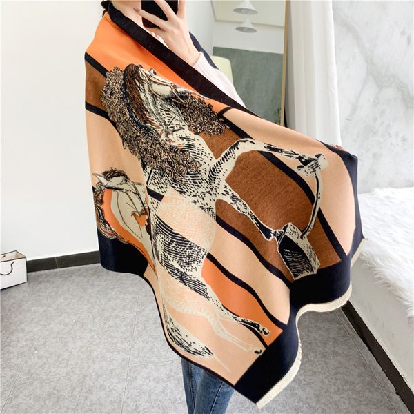 2022 new imitation cashmere scarf women's winter thickened warm color matching shawl carriage classical bib neck protection, Blue;gray
2022 new imitation cashmere scarf women's winter thickened warm color matching shawl carriage classical bib neck protection, Blue;gray