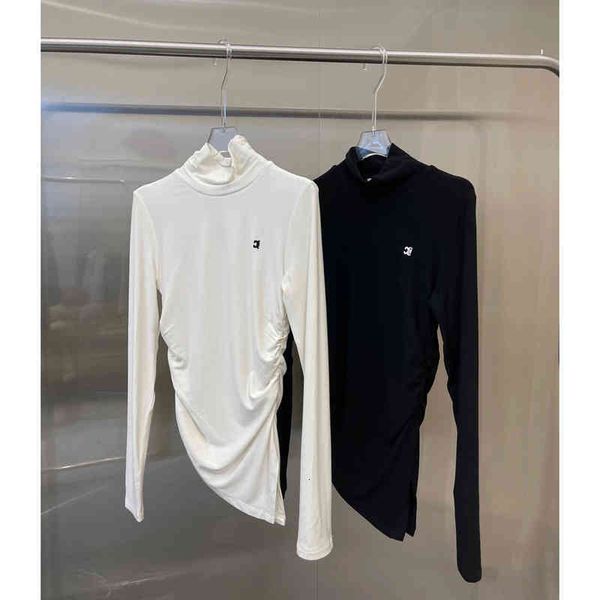 women's t-shirt spring high collar long sleeve side wrinkle design bottoming shirt cel letter embroidery female g7po, White
women's t-shirt spring high collar long sleeve side wrinkle design bottoming shirt cel letter embroidery female g7po, White