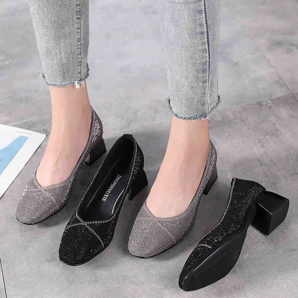 dress shoes thick heel single shoes women's fashion spring drill temperament soft bottom middle pointed shallow mouth professional tf6u, Black
dress shoes thick heel single shoes women's fashion spring drill temperament soft bottom middle pointed shallow mouth professional tf6u, Black