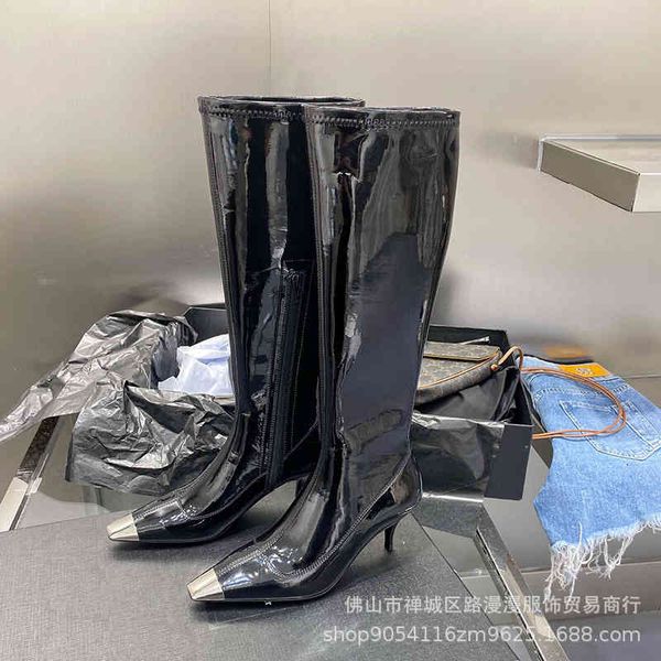 boots autumn and winter high-heeled knight boots women's metal square head sleeve high tube thin heel increased slim, Black
boots autumn and winter high-heeled knight boots women's metal square head sleeve high tube thin heel increased slim, Black