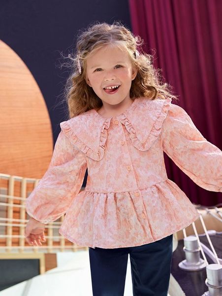 toddler girls jacquard frill trim statement collar lantern sleeve peplum blouse she, White;black
toddler girls jacquard frill trim statement collar lantern sleeve peplum blouse she, White;black