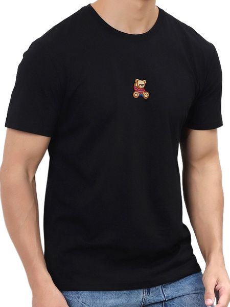 men bear embroidered tee r5bh#, White;black 
men bear embroidered tee r5bh#, White;black