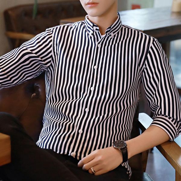 men's casual shirts men's striped shirt korean version trend handsome 2022 summer seven-point sleeve clothing thin, White;black
men's casual shirts men's striped shirt korean version trend handsome 2022 summer seven-point sleeve clothing thin, White;black