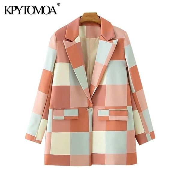 kpytomoa women fashion single button plaid blazer coat vintage long sleeve pockets female outerwear chic y201026, White;black
kpytomoa women fashion single button plaid blazer coat vintage long sleeve pockets female outerwear chic y201026, White;black
