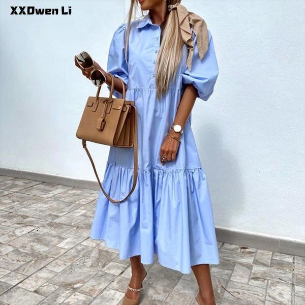 summer half sleeve splicing button shirt long dress for women casual lantern loose white woman midi dresses, Black;gray
summer half sleeve splicing button shirt long dress for women casual lantern loose white woman midi dresses, Black;gray