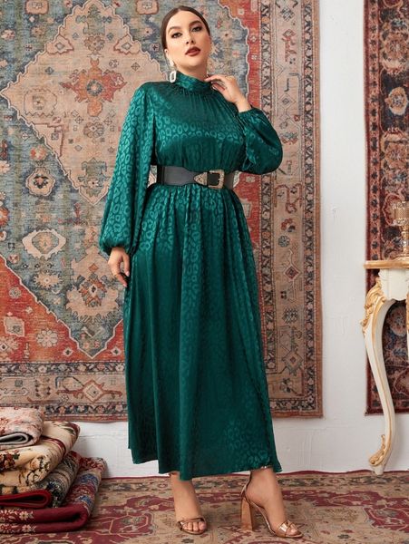 plus leopard jacquard lantern sleeve mock neck satin dress without belt a7zw#, Black
plus leopard jacquard lantern sleeve mock neck satin dress without belt a7zw#, Black