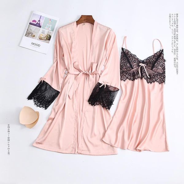 female summer womens sleepwear robe set sling nightgown two-piece hollow lace nightwear, Black;red
female summer womens sleepwear robe set sling nightgown two-piece hollow lace nightwear, Black;red