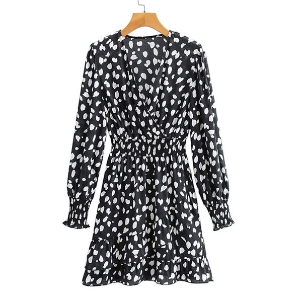 women summer vintage v neck mini dress long sleeve cascading ruffle elastic waist female elegant print dresses vestidos 210513, Black;gray
women summer vintage v neck mini dress long sleeve cascading ruffle elastic waist female elegant print dresses vestidos 210513, Black;gray