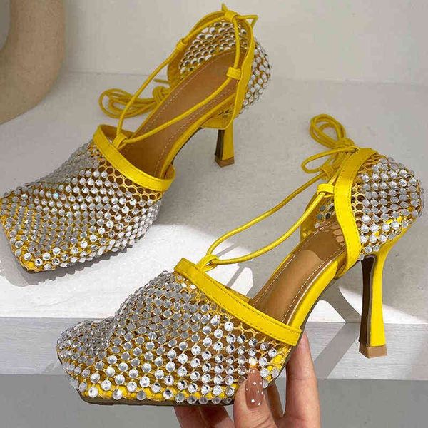 high heel pumps for women hollow out diamond setting wire side shining elegant bandage lace up square toe slim shoes 220711, Black
high heel pumps for women hollow out diamond setting wire side shining elegant bandage lace up square toe slim shoes 220711, Black