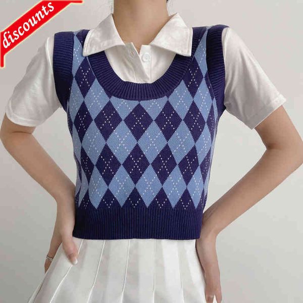 factory outlet wind rhombic contrast overlay knitted women's autumn waist sleeveless vest summer female shirt, White
factory outlet wind rhombic contrast overlay knitted women's autumn waist sleeveless vest summer female shirt, White