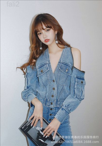 women's leather & faux designer masio * wes 2021ss new design sense fashion personality zipper off shoulder two wear denim jacket women, Black
women's leather & faux designer masio * wes 2021ss new design sense fashion personality zipper off shoulder two wear denim jacket women, Black