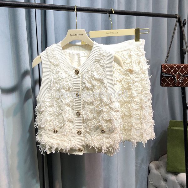 women's knits & tees spring and summer round neck exquisite workmanship tassel wool long sleeved sleeveless vest + beige short skirt fe, White
women's knits & tees spring and summer round neck exquisite workmanship tassel wool long sleeved sleeveless vest + beige short skirt fe, White
