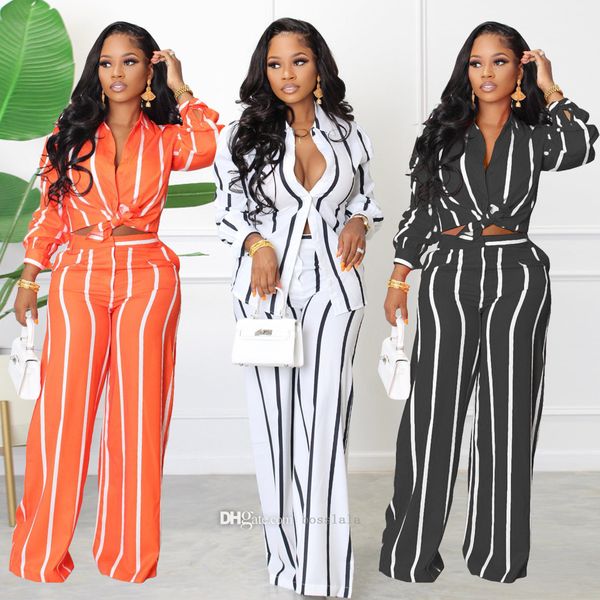 designer womens clothes two piece pants suit stripe printed long sleeved shirt and wide leg pants for 2022 autumn, White
designer womens clothes two piece pants suit stripe printed long sleeved shirt and wide leg pants for 2022 autumn, White