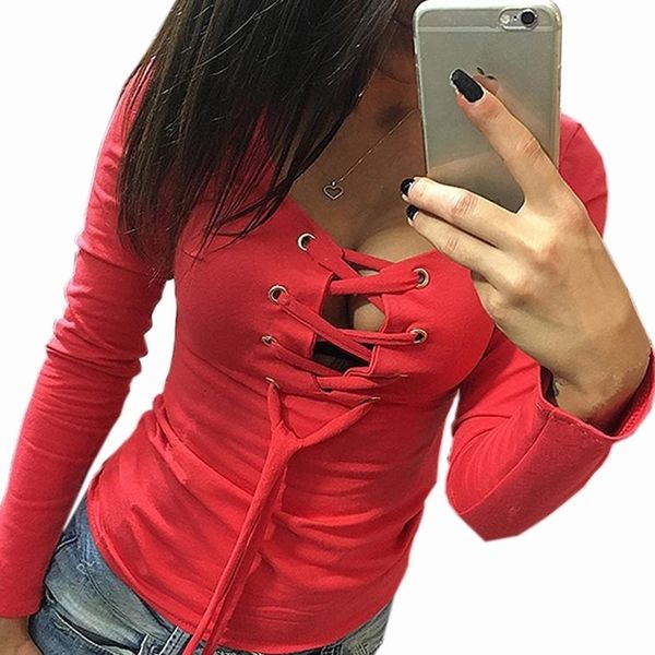 bandage t shirt lace up long sleeve tshirts women deep v tshirt spring female casual overall 5 colors lx068 y200412, White
bandage t shirt lace up long sleeve tshirts women deep v tshirt spring female casual overall 5 colors lx068 y200412, White