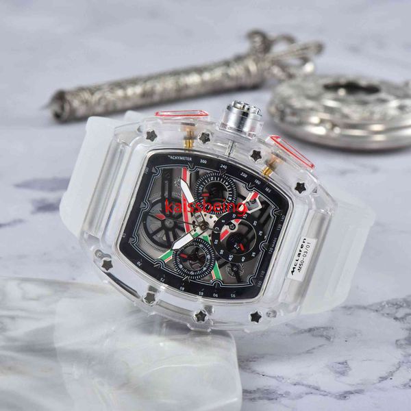 mens watch luxury designer sport watches fashion transparent case 44mm chronograph wristwatches silicone strap quartz men clock, Slivery;brown
mens watch luxury designer sport watches fashion transparent case 44mm chronograph wristwatches silicone strap quartz men clock, Slivery;brown