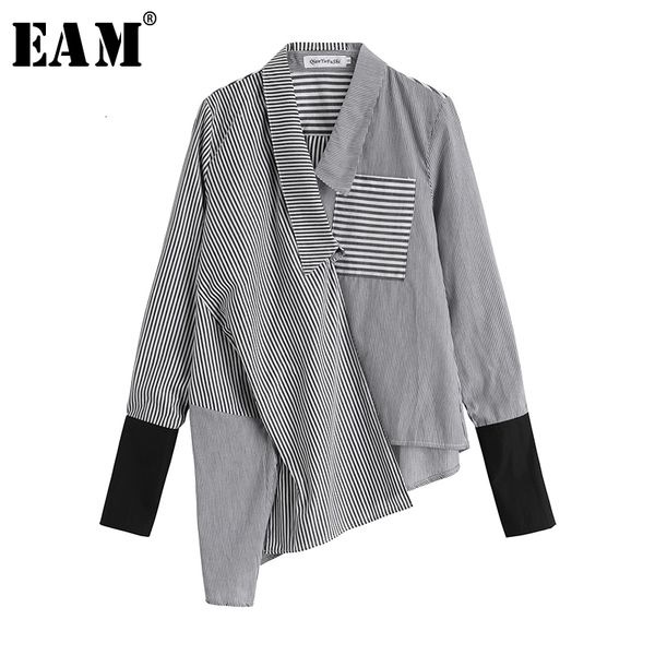 eam women black striped asymmetrical split joint blouse lapel long sleeve loose fit shirt fashion spring autumn 1d364 y200402, White
eam women black striped asymmetrical split joint blouse lapel long sleeve loose fit shirt fashion spring autumn 1d364 y200402, White
