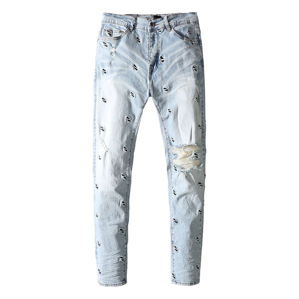 jeans men designer pants for middle waist long straight off cotton slim feet high street denim light blue wash hole small eye embroidery ela
jeans men designer pants for middle waist long straight off cotton slim feet high street denim light blue wash hole small eye embroidery ela