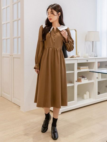 dazy contrast statement collar flounce sleeve dress c3ag#, Black;gray
dazy contrast statement collar flounce sleeve dress c3ag#, Black;gray